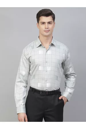 MANQ Men Green Smart Checked Semiformal Shirt