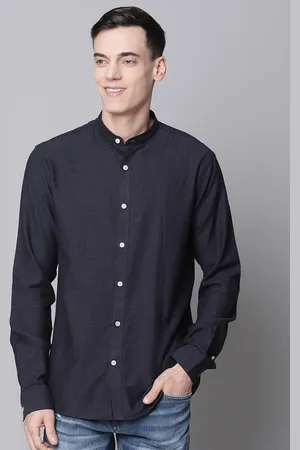 Lindbergh Men Blue Slim Fit Pure Cotton Opaque Casual Shirt