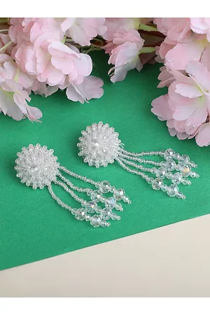 Bhana Fashion White Contemporary Jhumkas Earrings