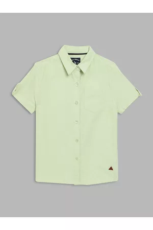 Blue Giraffe Boys Green Casual Shirt