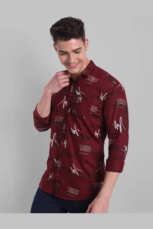 Majestic Men Red Slim Fit Printed Casual Shirt