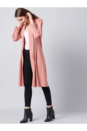 ATHENA Women Pink Self Design Open Front Shrug