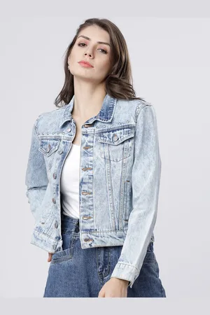 Tokyo Talkies Women Blue Solid Denim Jacket