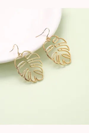 justpeachy Rose Gold Leaf Shaped Drop Earrings
