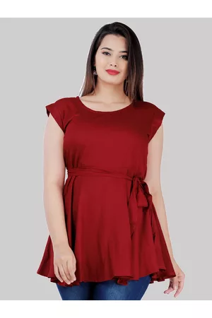 Fab Star Women Maroon Longline Top