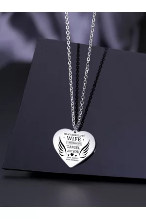 Yellow Chimes Silver-Toned Stainless Steel Couple Pendant With Chain