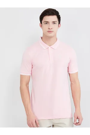 Max Collection Men Pink Solid Polo Collar T-shirt