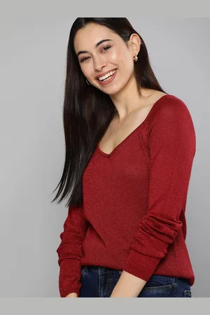 Mast & Harbour Women Red Solid Pullover