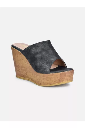 VALIOSAA Black Wedge Peep Toes