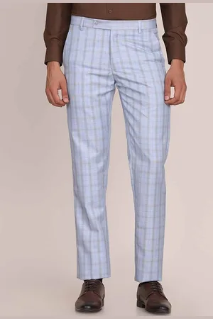 Tahvo Men Blue Checked Tailored Trousers