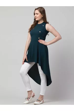 IUGA Women Green High-Low Longline Top