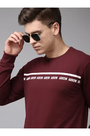 Arrow Men Brand Logo Printed Round-Neck Pullover Sweatshirt