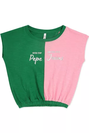 Pepe Jeans Girls Green & Pink Colourblocked T-shirt
