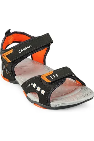 Campus Kids Grey & Black Printed Sports Sandals