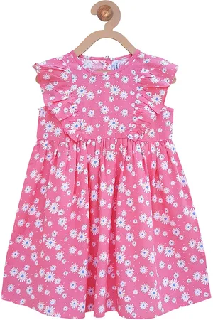 Campana Girls Pink & White Floral Print Fit and Flare Dress