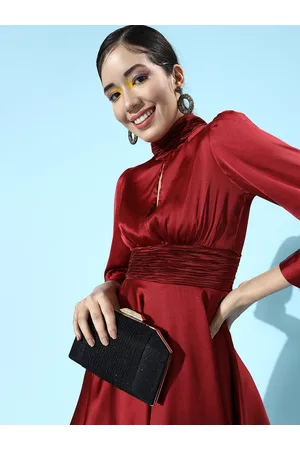 KASSUALLY Women Charming Maroon Sleek Dress