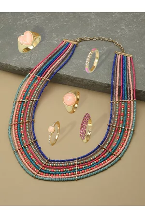 Ami Multicoloured Gold-Plated Necklace With Ring