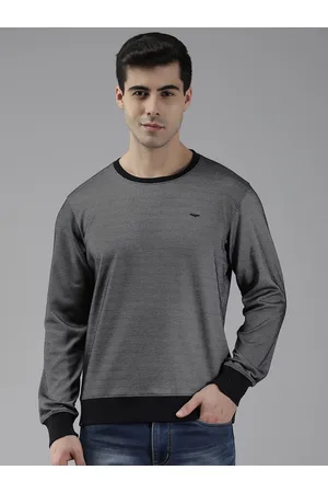 Park Avenue Men Black & White Striped Sweatshirt