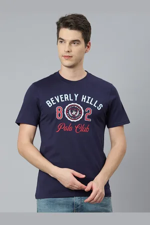 Beverly Hills Polo Club Men Navy Blue Typography Printed T-shirt