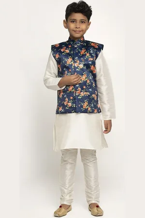 Kraft Boys Off White Dupion Silk Kurta with Churidar