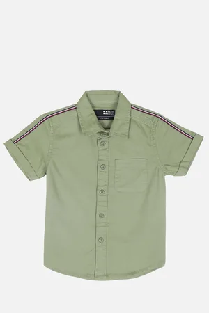 HERE&NOW Boys Olive Green Slim Fit Casual Shirt