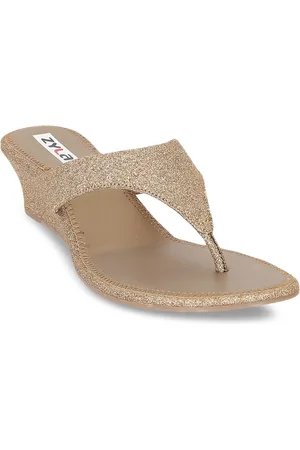 Zyla Copper-Toned Embellished Wedge Heels