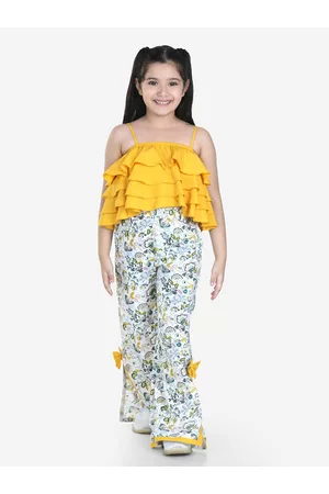 naughty ninos Girls Yellow & Green Top with Pyjamas