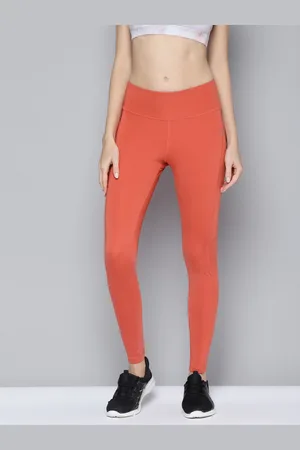 Reebok Women Rust Orange Workout Mesh Training Tights