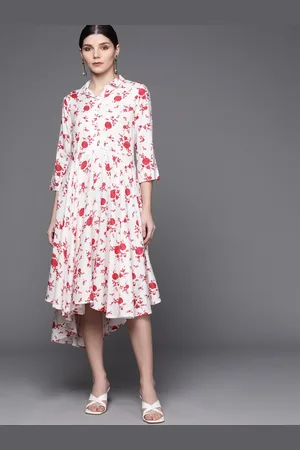 Biba White & Orange Floral Midi Dress