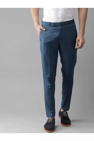 Buy Men Grey Super Slim Fit Check Flat Front Casual Trousers Online -  666629 | Louis Philippe