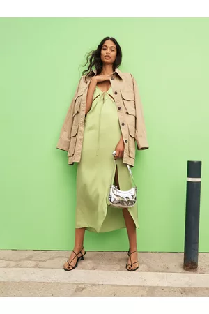 H&M Women Green V-neck Cut-out Dress