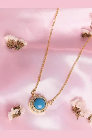 HOT AND BOLD Woman Gold-Toned & Blue Gold-Plated Necklace