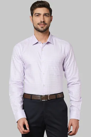 Park Avenue Men Purple Slim Fit Grid Tattersall Checks Checked Formal Shirt