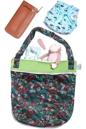 SuperBottoms Infant Kids Black & Green Printed Diaper Tote Bag