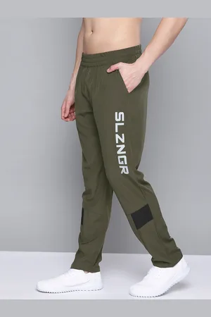 Slazenger Men Olive Green Brand Logo Printed Track Pants