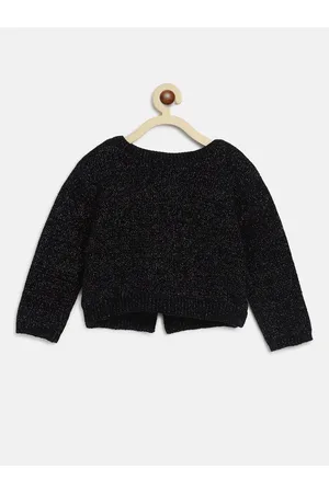 chicco Girls Black Printed Crop Cardigan