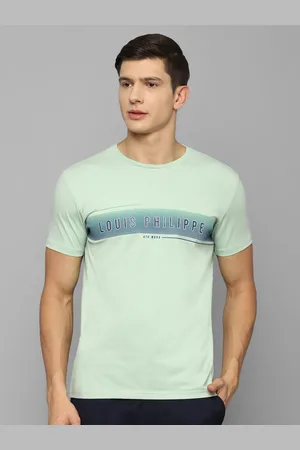 Louis Philippe Men Green Brand Logo Printed Slim Fit T-shirt