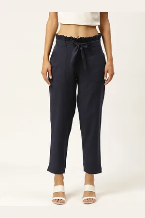 IQRAAR Women Navy Blue Slim Fit Trousers