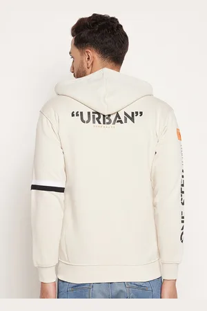 Duke Men Beige Colourblocked Hooded Sweatshirt
