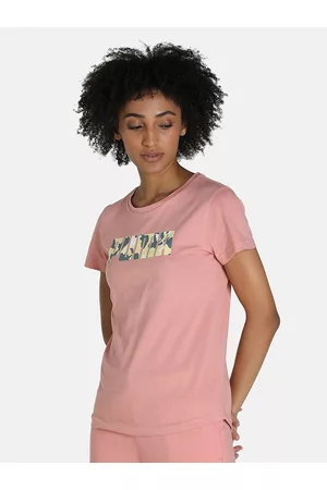 PUMA Women Pink Brand Logo Printed Regular Fit Outdoor T-shirt