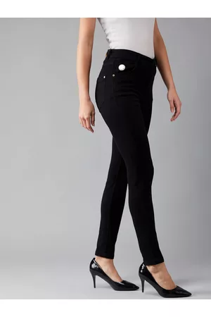 DOLCE CRUDO Women Black Slim Fit High-Rise Clean Look Stretchable Jeans