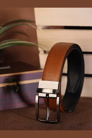 ZEVORA Men Reversible Leather Belt
