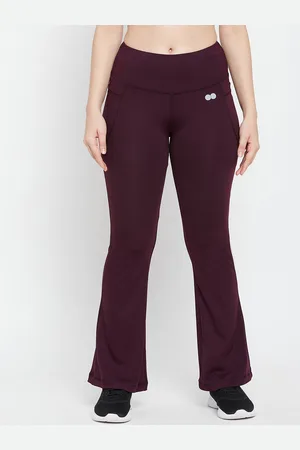 Clovia Women Solid Comfort-Fit Ankle Length High Waist Flared Yoga Pants