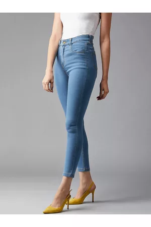 DOLCE CRUDO Women Blue Skinny Fit High-Rise Clean Look Stretchable Jeans