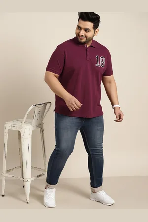 Sztori Men Plus Size Purple Typography Polo Collar T-shirt