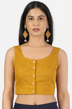 Llajja Women Mustard Solid Readymade Saree Blouse
