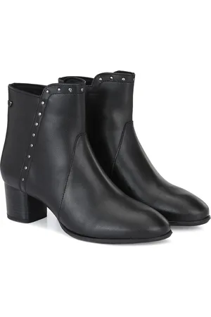 Delize Women Black Solid Regular Ankle Boots