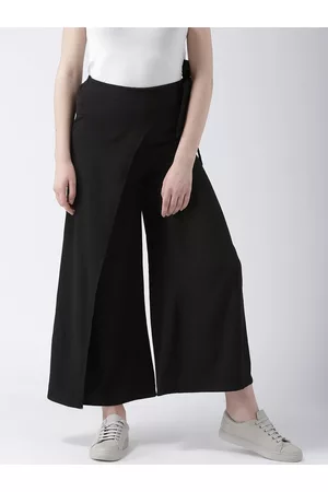 DODO & MOA Women Black Flared Solid Parallel Trousers