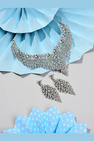 SOHI Silver-Plated White Stone-Studded Jewellery Set