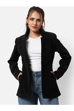 Campus Women Black Solid Single-Breasted Blazer